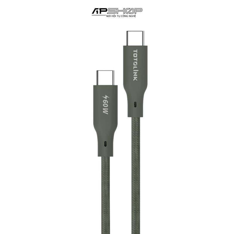 Cáp sạc nhanh 60W ToToLink T602CC | Bọc dù USB C to USB C 2M