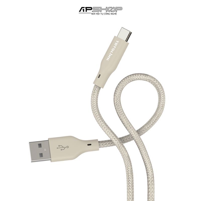 Cáp sạc nhanh ToToLink T1AC | Bọc dù USB A to USB C 1M