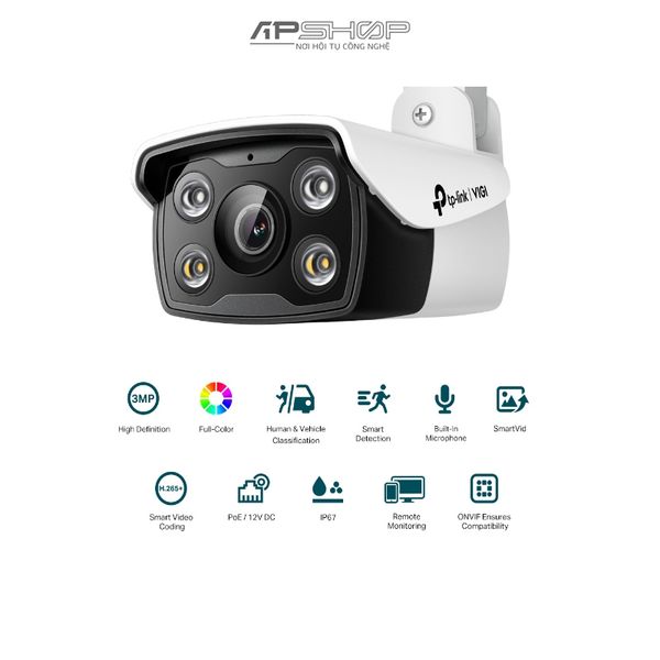 Camera ngoài trời TP Link VIGI C330 3MP WiFi Bullet Full Color | Chính hãng