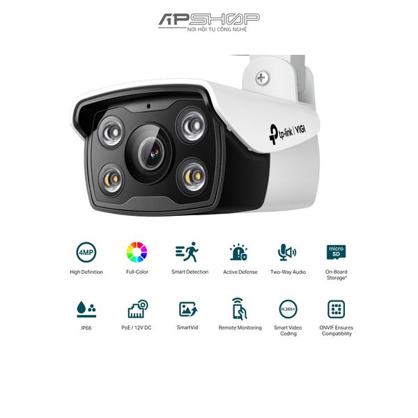 Camera quan sat ngoài trời TP Link VIGI C340 Bullet Full Color 4MP | Chính hãng