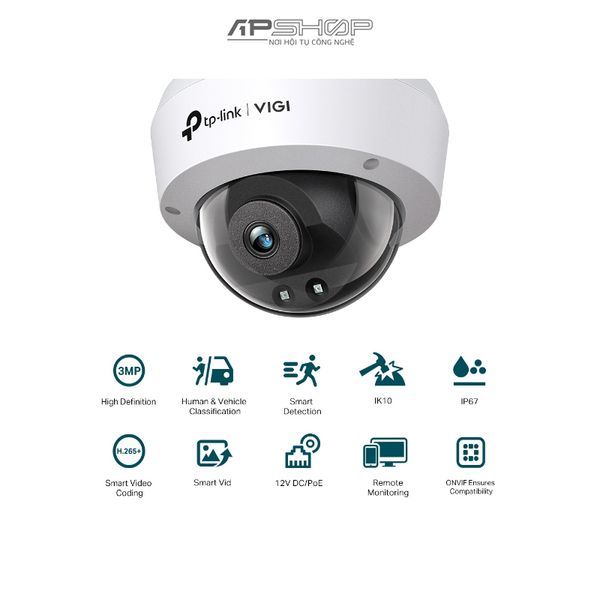 Camera TP Link VIGI C230I 3MP Camera WiFi Dome Hồng Ngoại | Chính hãng