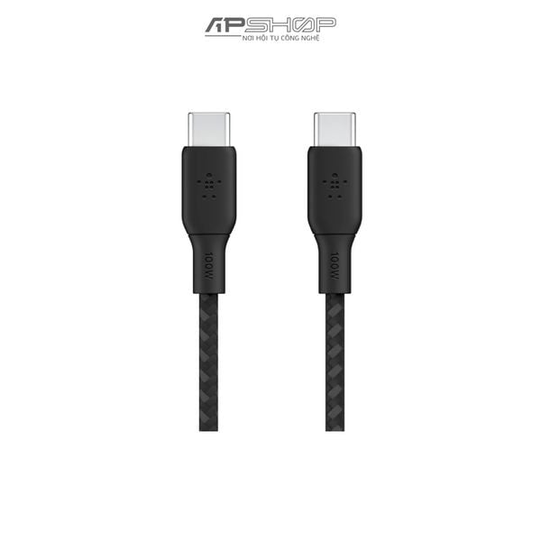 Cáp Belkin USB C to C 2m | Vỏ dù | Công suất 100w | Chính hãng