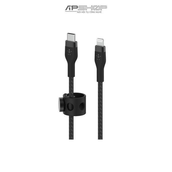 Cáp Belkin USB C to Lightning PRO Plex | 2m | Vỏ silicon bọc dù | Công suất 60W | Nút nam châm | Chính hãng