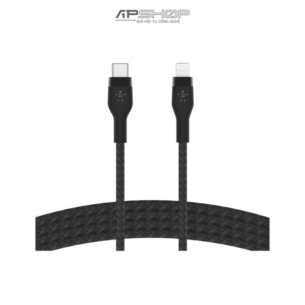 Cáp Belkin USB C to Lightning PRO Plex | 2m | Vỏ silicon bọc dù | Công suất 60W | Nút nam châm | Chính hãng