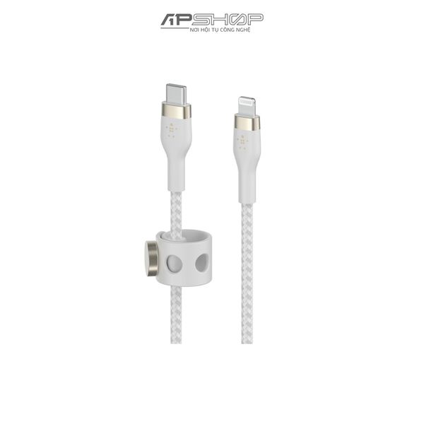 Cáp Belkin USB C to Lightning PRO Plex | 2m | Vỏ silicon bọc dù | Công suất 60W | Nút nam châm | Chính hãng