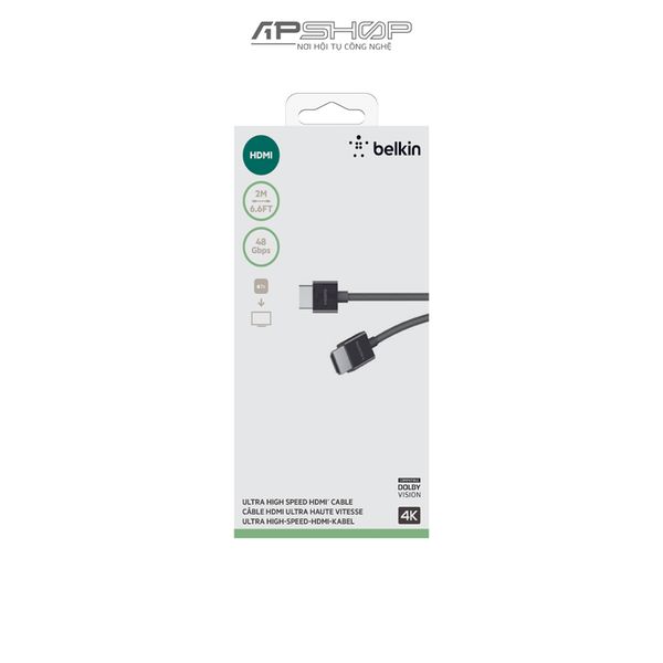 Cáp HDMI 2.1 Belkin tốc độ cao hỗ trợ 4K/8K/Ultra HD đầu Nikel 2M