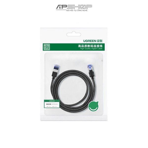 Cáp mạng Ugreen Cat 8 Shielded Round Braided Black | Chính hãng | Cho tiến hiệu ổn định | NW153