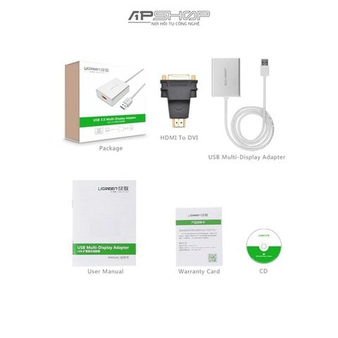 Cáp USB 3.0 to HDMI Ugreen 40229 | Chính hãng