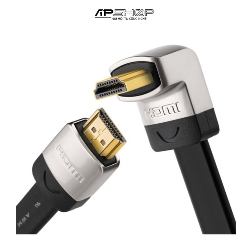 Cáp HDMI 1.4 Dây Dẹt 3M Ugreen 10280, Đầu Hợp Kim Bẻ Góc 90 Độ