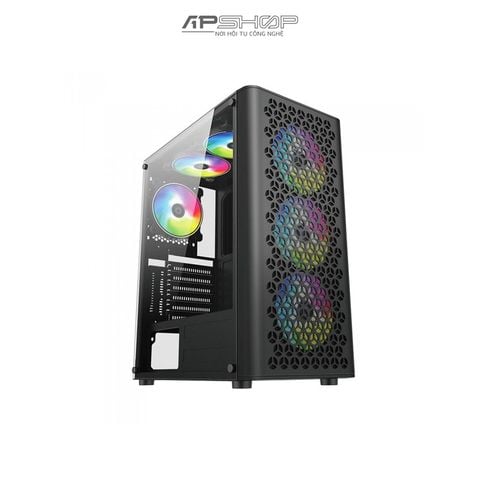 Case máy tính hiệu CoolerPlus G02 | 4 Fan Rainbow | Mặt kính
