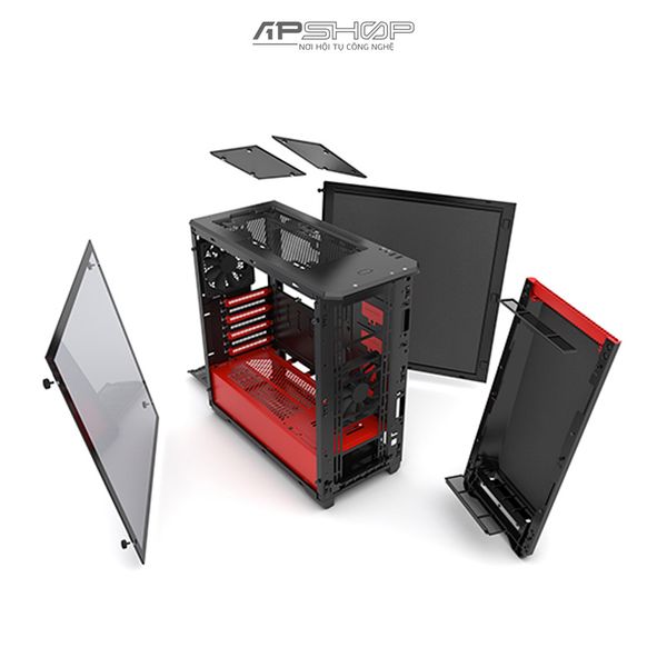 Case Phanteks Eclipse P400S Tempered Glass - Black / Red