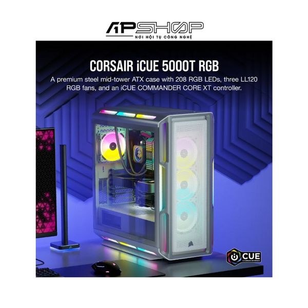 Case Corsair 5000T RGB White - Hàng chính hãng