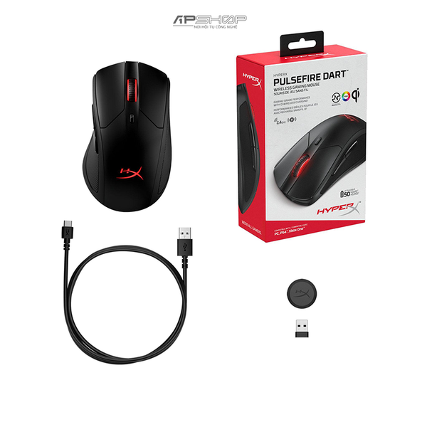 Chuột HyperX Pulsefire Dart Wireless RGB 112g - Hàng chính hãng