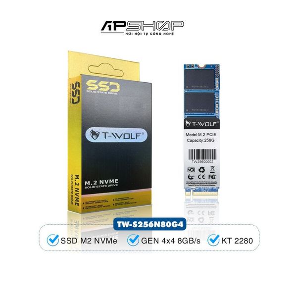 Ổ cứng SSD M2 T-Wolf TW S256N80G4 NVME 256GB | 2280 Pcie Gen 4x4 8gb/S