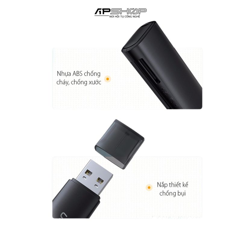 Đầu đọc thẻ USB 2.0 Ugreen 60721 hỗ trợ thẻ SD/TF cao cấp