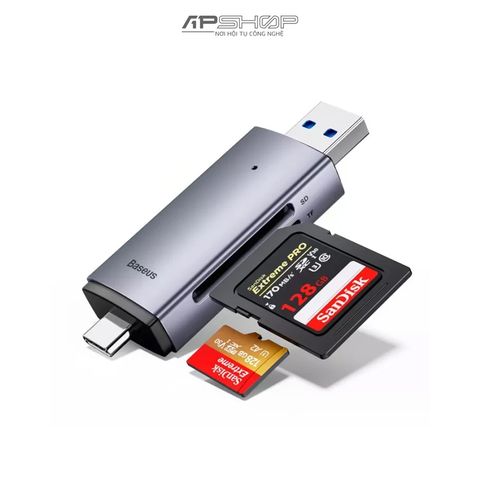 Đầu đọc thẻ nhớ đa năng Baseus Lite Series USB A | to SD/ TF Card Reader Cho Smartphone/ Tablet/ Macbook/Laptop