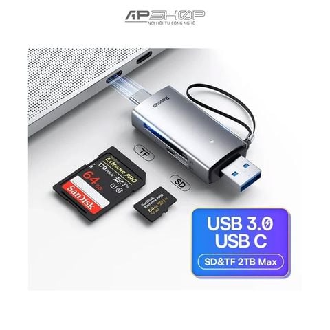 Đầu đọc thẻ nhớ đa năng Baseus Lite Series USB A – USB C | to SD/ TF Card Reader Cho Smartphone/ Tablet/ Macbook/Laptop