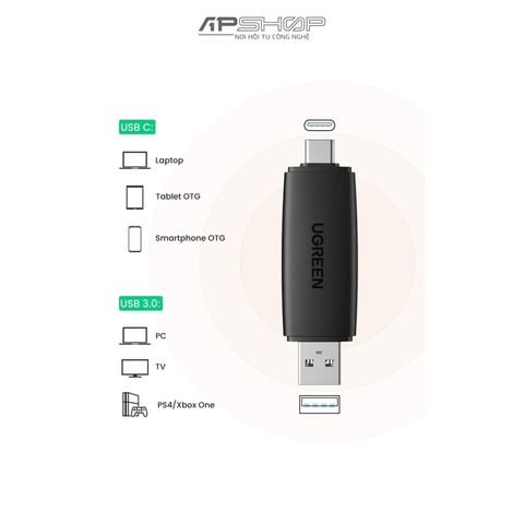 Đầu đọc thẻ nhớ UGREEN Multifunction Card Reader Black CM304