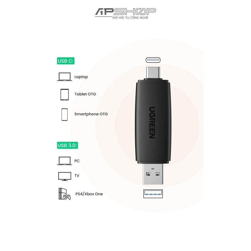 Đầu đọc thẻ nhớ UGREEN Multifunction Card Reader Black CM304