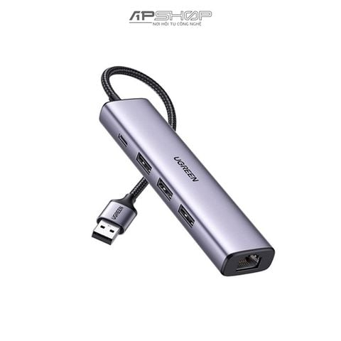 Hub chuyển đổi 5 in 1 USB Type-A ra Lan 1000Mbps Kèm HUB 3 Cổng USB 3.0 Ugreen