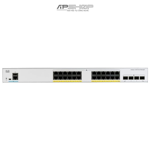 Swicth Cisco C1000 24x 10/100/1000 Ethernet PoE+ ports and 370W PoE budget, 4x 1G SFP uplinks - Hàng chính hãng