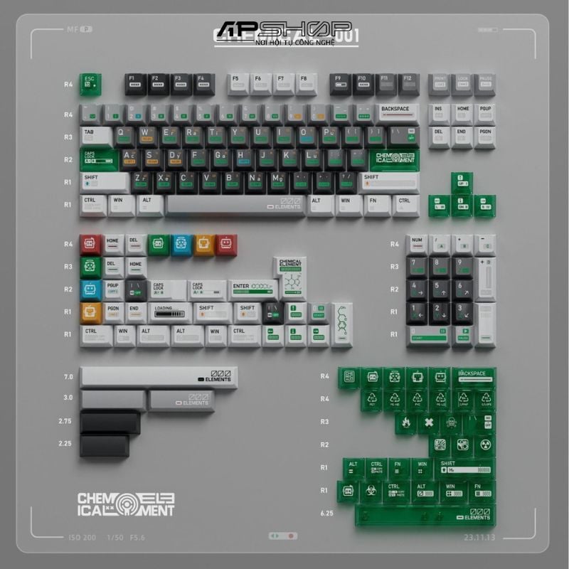 Set Keycap Chemical 001 - Xuyên Led  Cherry Profile - PBT DyeSub - 173 Keys