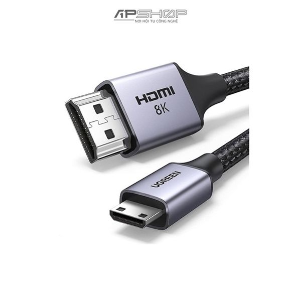 Cáp Mini HDMI to HDMI 8K@60Hz dài 1M Hỗ trợ Dynamic HDR, eARC Ugreen 15514 cao cấp | Chính hãng