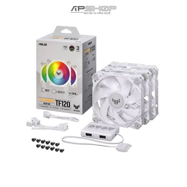Fan ASUS TUF Gaming TF120 ARGB Fan - Triple Fan Kit with ARGB Controller | White