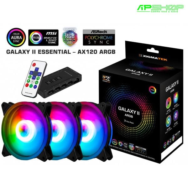 Fan Xigmatek Galaxy II Essential - AX120 ARGB ( 3 FAN , Controller , Power Hub )