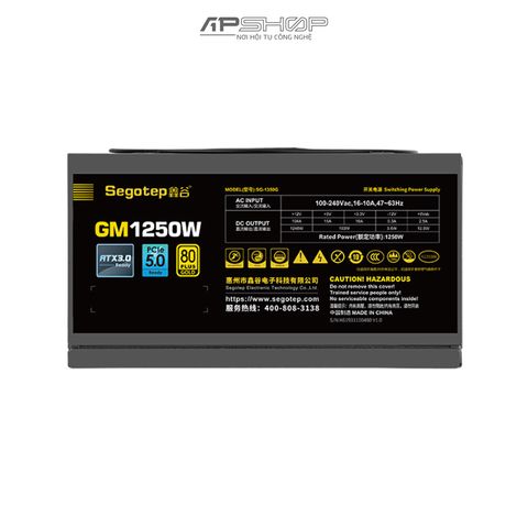Nguồn Segotep GM1250W Black 80 Plus Gold Fully Modular PCIE 5.0 ATX 3.0 | Chính hãng