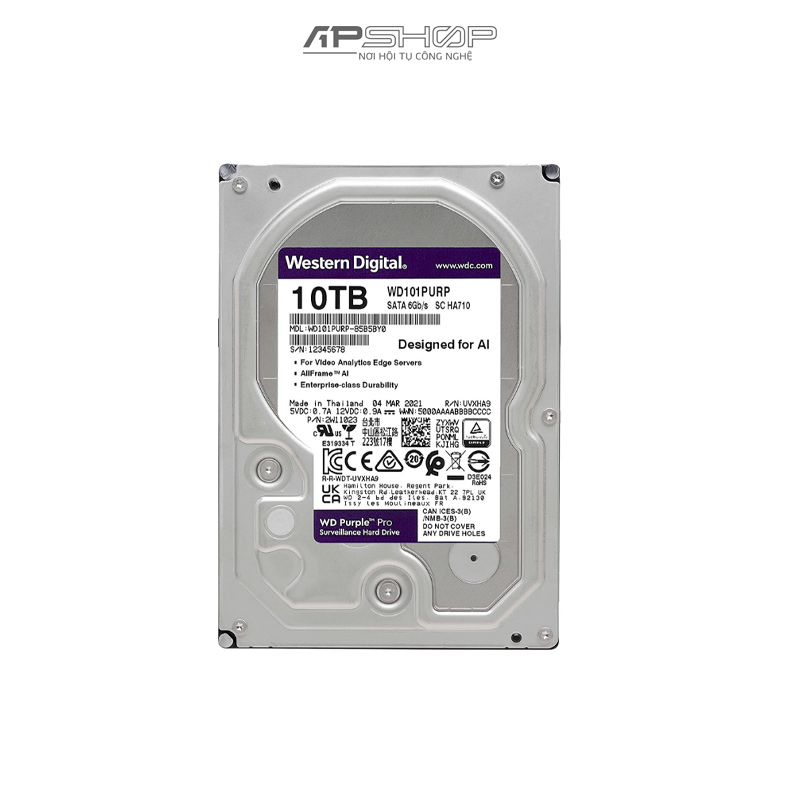 HDD Western Digital Purple Pro 10TB 3.5 inch SATA 3 256MB Cache 7200RPM | Chính hãng