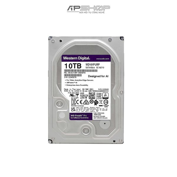 HDD Western Digital Purple Pro 10TB 3.5 inch SATA 3 256MB Cache 7200RPM | Chính hãng