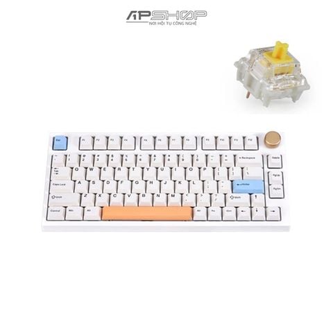 Bàn phím Keydous NJ80 AP White Case Steel Plate 3 Mode Bluetooth + Wireless