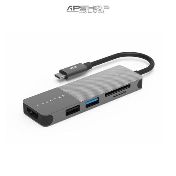 HUB chuyển đổi Feeltek HCM005AP2F 5 in 1 | 1 USB A 3.0 | 1 USB A 2.0 | 1 HDMI 4K 30Hz | 1 cổng đọc thẻ nhớ SD | 1 cổng đọc thẻ nhớ MicroSD