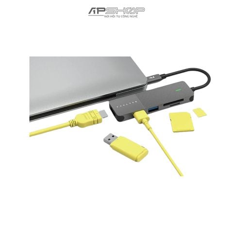 HUB chuyển đổi Feeltek HCM005AP2F 5 in 1 | 1 USB A 3.0 | 1 USB A 2.0 | 1 HDMI 4K 30Hz | 1 cổng đọc thẻ nhớ SD | 1 cổng đọc thẻ nhớ MicroSD