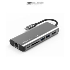 HUB chuyển đổi Feeltek HCM006AP2F 6 in 1 | 2 USB A 3.0 | 1 USB C | 1 HDMI 4K 30Hz | 1 cổng đọc thẻ nhớ SD | 1 RJ45