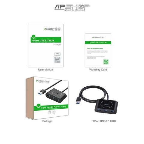 Hub Ugreen USB 3.0 50CM sang 4 USB 3.0 | Chính hãng