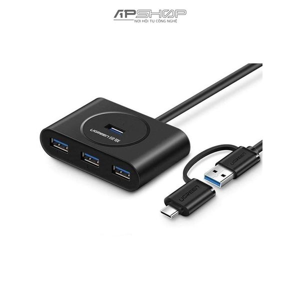 Hub Ugreen USB A Black 1M CR113 | 4 Port USB 3.0 | Chính hãng