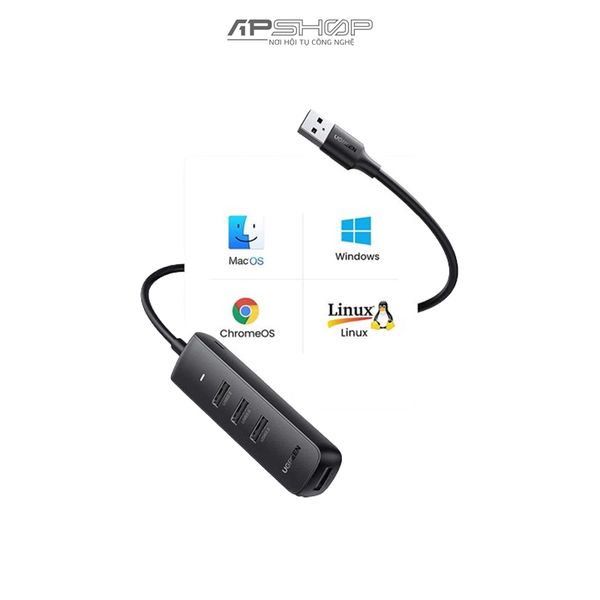 Hub Ugreen USB A CM416 Black | 4 Port USB 3.0 | CM416 | Chính hãng