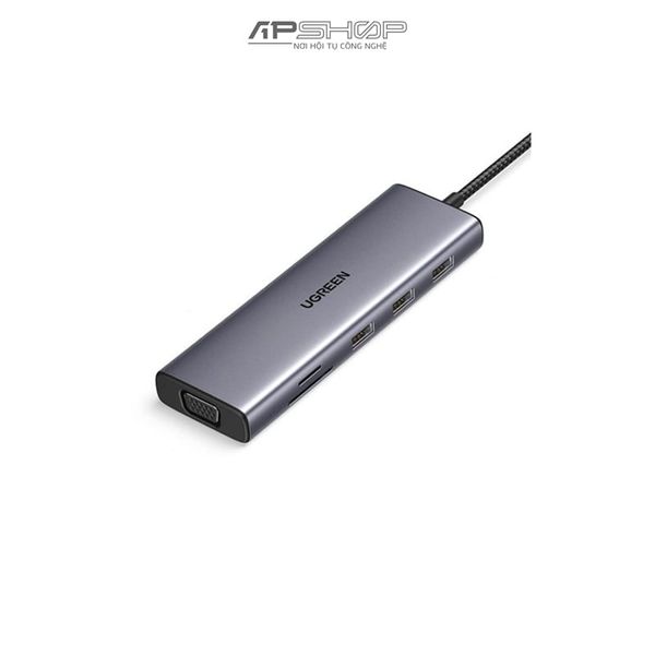 HUB UGREEN USBC to 3 x USB A 3.0 + HDMI + VGA + RJ45(LAN) + SD/TF + 3.5mm + PD 4K 30Hz 15601