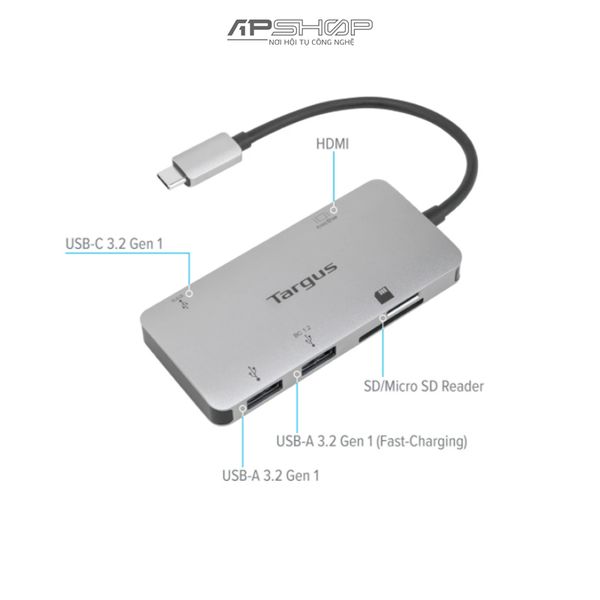 Hub USB C 4K to HDMI/ USB3.2/ SD/ Micro SD 5 trong 1 Targus