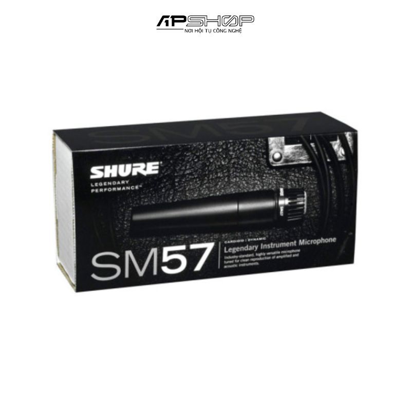 Micro thu âm nhạc cụ dynamic cardioid Shure SM57 màu đen, 3 pin XLR