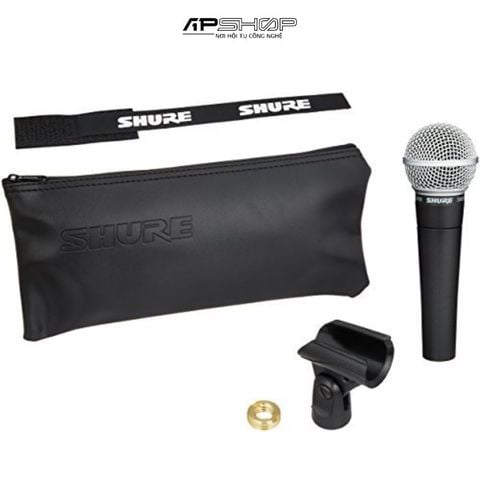 Micro thu âm nhạc cụ dynamic cardioid Shure SM58 màu xám đen, 3 pin