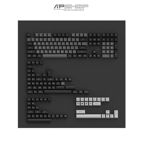 Keycap AKKO Black & Silver PBT Double-Shot ASA profile | Chính hãng