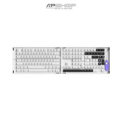 Keycap AKKO Black on White PBT Double-Shot ASA profile | Chính hãng