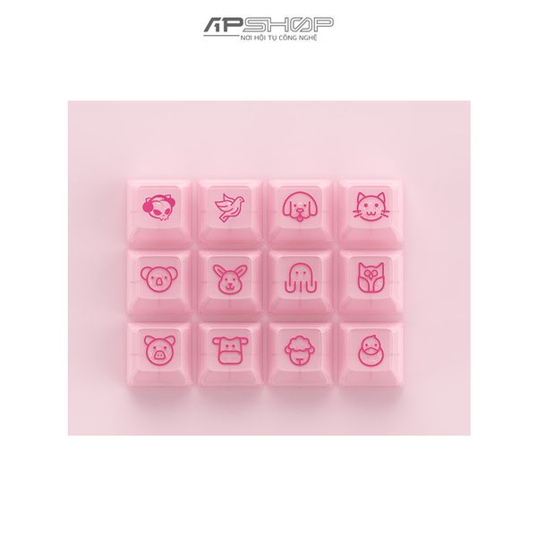 Keycap AKKO Clear Pink Printed Characters ASA profile | Chính hãng