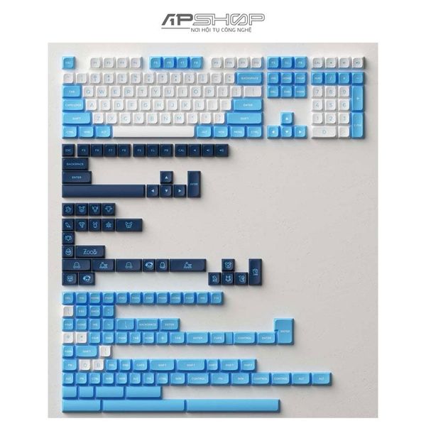 Keycap AKKO UNC Blue PBT Double-Shot MDA profile | Chính hãng