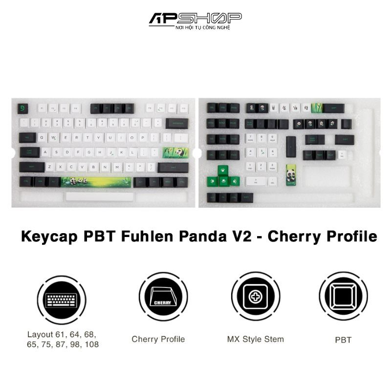 Keycap PBT Fuhlen Cherry PANDA v2 | Cherry Profile