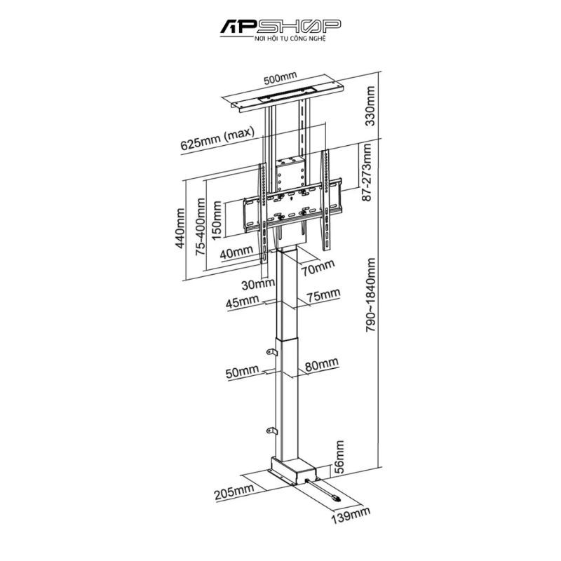 Khung treo tivi nâng hạ bằng động cơ Brateck LP66E-46ML (37-80")