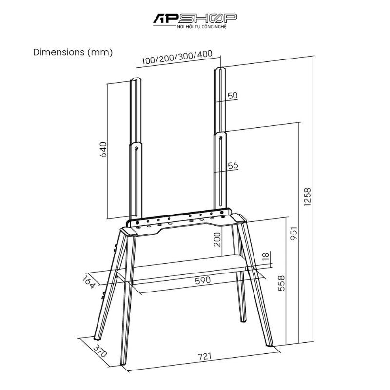 Khung treo TV chân gỗ Brateck FS36-44F-02 (43-65)